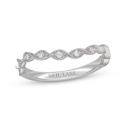 Neil Lane Diamond Milgrain Twist Contour Wedding Band 1/10 ct tw 14K White Gold