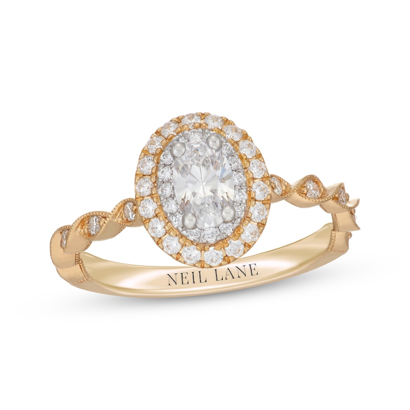 Main Image 1 of Neil Lane Oval-Cut Diamond Double Halo Engagement Ring 5/8 ct tw 14K Two-Tone Gold