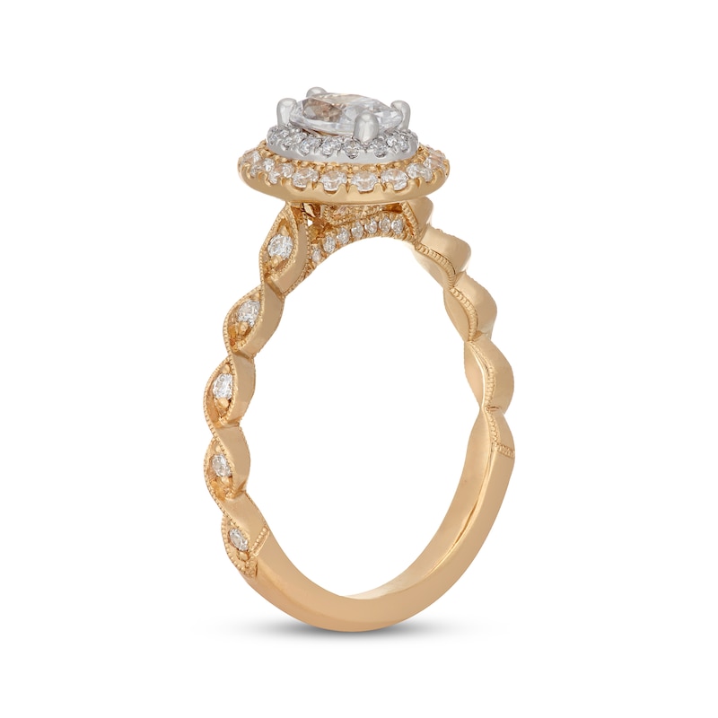 Main Image 2 of Neil Lane Oval-Cut Diamond Double Halo Engagement Ring 5/8 ct tw 14K Two-Tone Gold