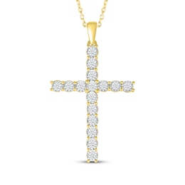 Diamond Cross Necklace 1/2 ct tw 10K Yellow Gold 18&quot;