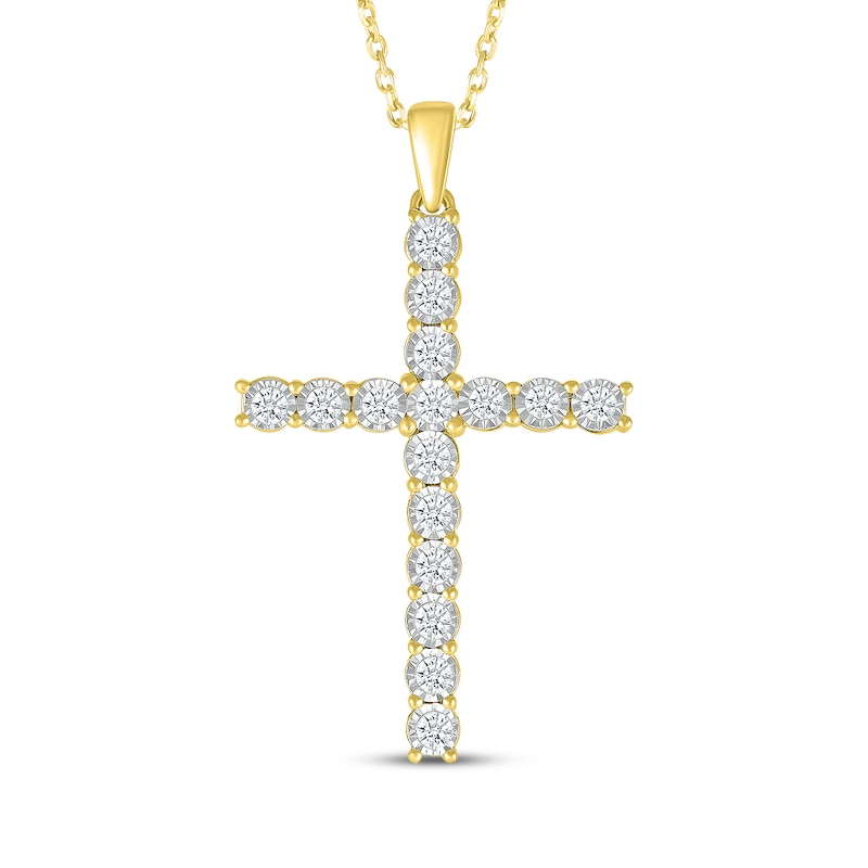 Main Image 1 of Diamond Cross Necklace 1/2 ct tw 10K Yellow Gold 18&quot;