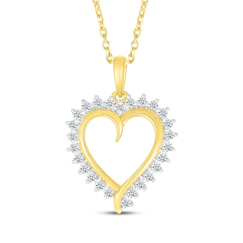 Main Image 1 of Diamond Heart Outline Necklace 1/4 ct tw 10K Yellow Gold 18&quot;