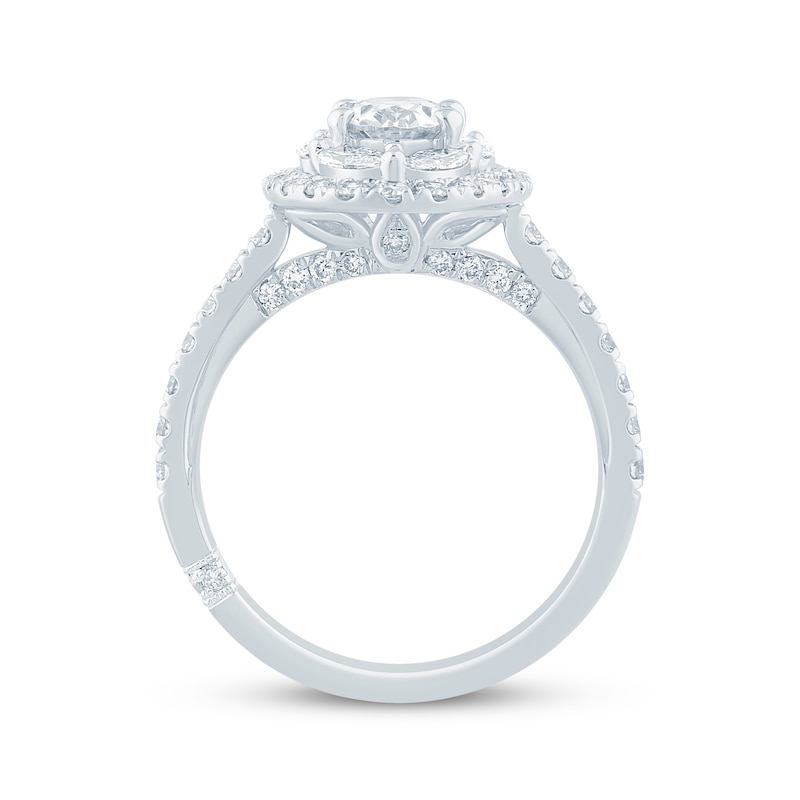 Monique Lhuillier Bliss Oval-Cut  Lab-Grown diamond Halo Engagement Ring 1-5/8 ct tw 18K White Gold