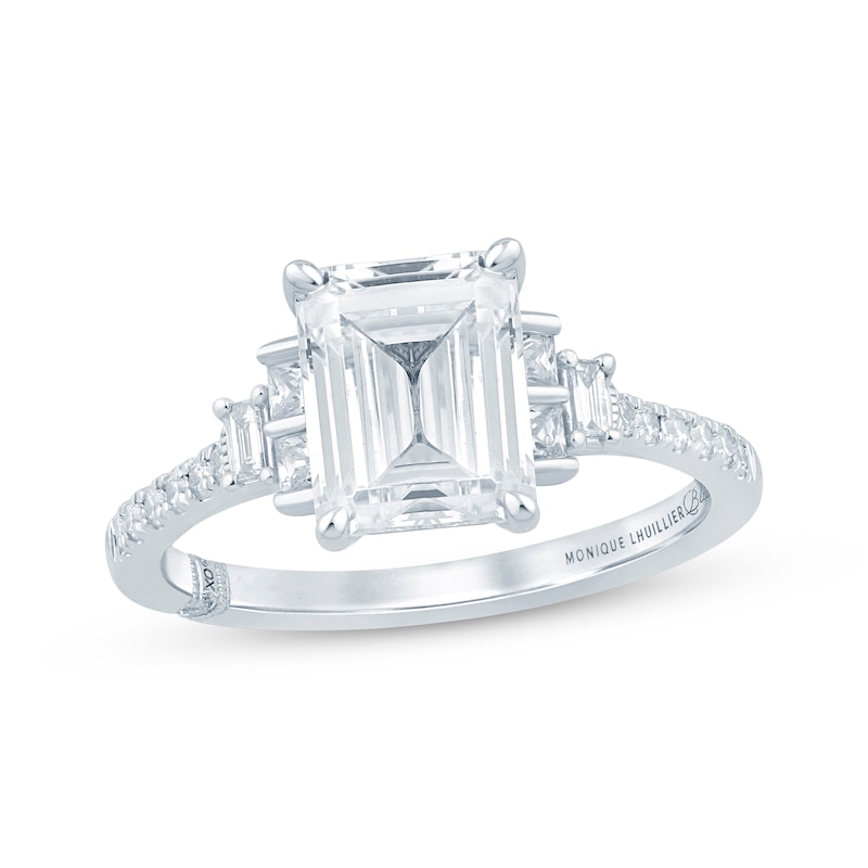 Main Image 1 of Monique Lhuillier Bliss Emerald-Cut Lab-Grown Diamond Engagement Ring 2-1/4 ct tw 18K White Gold