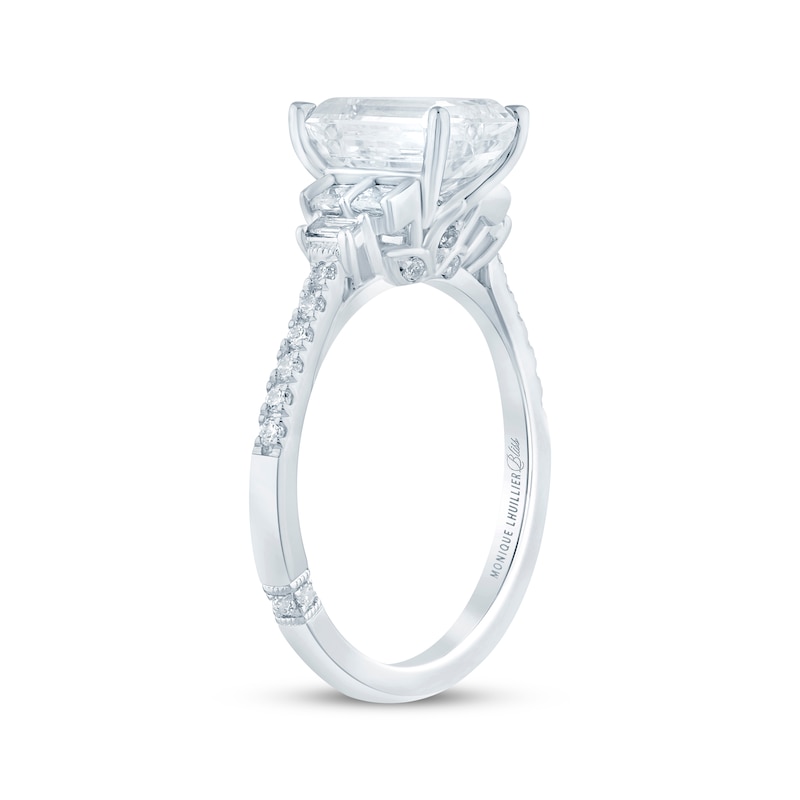 Main Image 2 of Monique Lhuillier Bliss Emerald-Cut Lab-Grown Diamond Engagement Ring 2-1/4 ct tw 18K White Gold