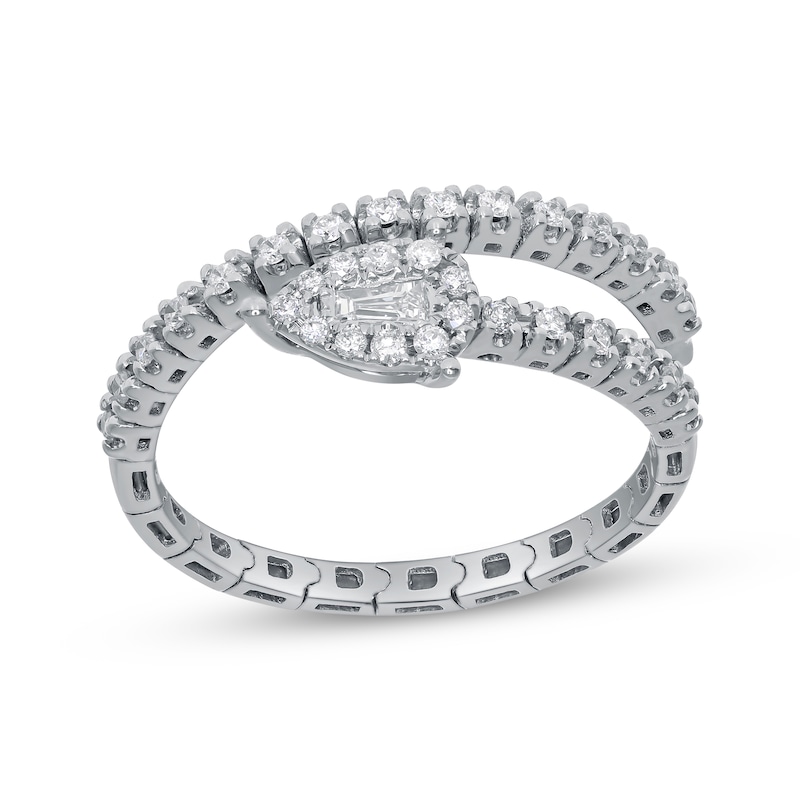 Baguette-Cut Diamond Flex Ring 1/4 ct tw 10K White Gold & Titanium Size 6
