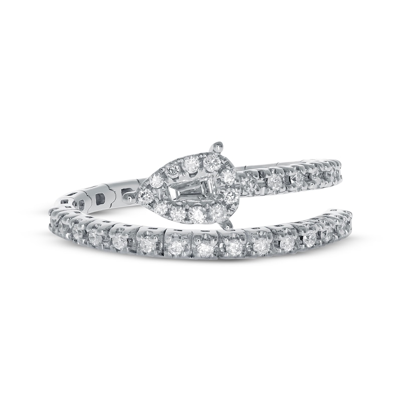 Baguette-Cut Diamond Flex Ring 1/4 ct tw 10K White Gold & Titanium Size 6