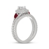 Thumbnail Image 2 of Neil Lane Pear-Shaped Diamond & Natural Ruby Bridal Set 1-1/6 ct tw 14K White Gold