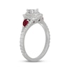 Thumbnail Image 2 of Neil Lane Pear-Shaped Diamond & Natural Ruby Double Halo Engagement Ring 7/8 ct tw 14K White Gold