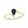 Thumbnail Image 1 of Pear-Shaped Natural Blue Sapphire Bypass Ring 10K Yellow Gold