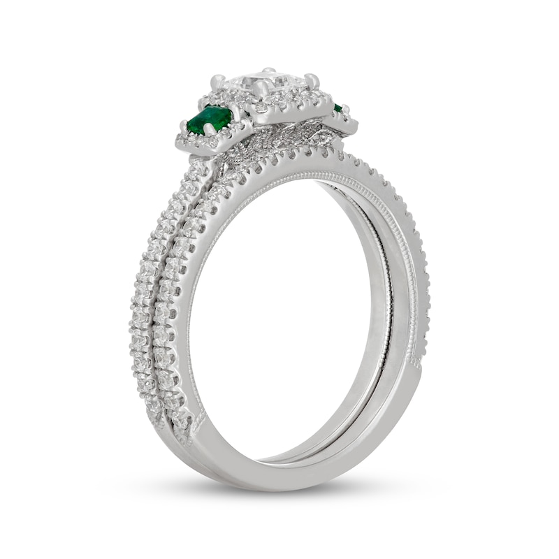 Main Image 2 of Neil Lane Princess-Cut Diamond & Natural Emerald Bridal Set 1 ct tw 14K White Gold