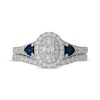 Thumbnail Image 3 of Neil Lane Oval-Cut Diamond & Natural Blue Sapphire Bridal Set 1-1/4 ct tw 14K White Gold