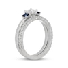 Thumbnail Image 2 of Neil Lane Princess-Cut Diamond & Natural Blue Sapphire Bridal Set 1/2 ct tw 14K White Gold