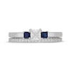 Thumbnail Image 3 of Neil Lane Princess-Cut Diamond & Natural Blue Sapphire Bridal Set 1/2 ct tw 14K White Gold