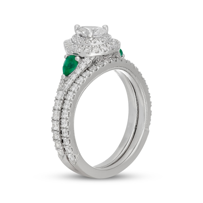 Main Image 2 of Neil Lane Pear-Shaped Diamond & Natural Emerald Bridal Set 1-1/6 ct tw 14K White Gold