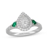 Thumbnail Image 1 of Neil Lane Pear-Shaped Diamond & Natural Emerald Engagement Ring 7/8 ct tw 14K White Gold