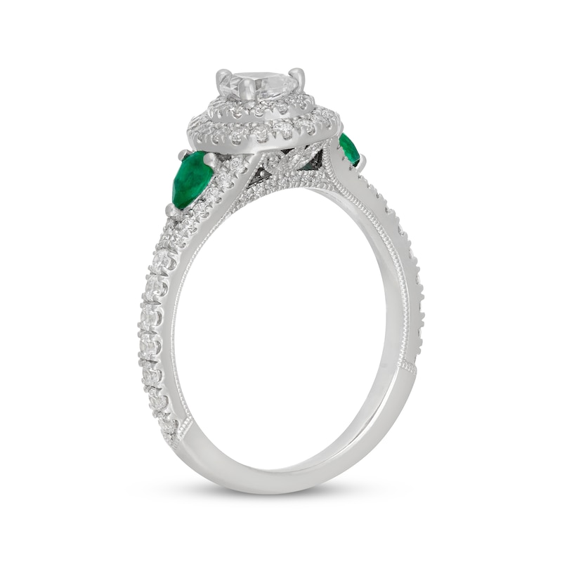 Main Image 2 of Neil Lane Pear-Shaped Diamond & Natural Emerald Engagement Ring 7/8 ct tw 14K White Gold