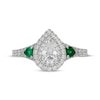 Thumbnail Image 3 of Neil Lane Pear-Shaped Diamond & Natural Emerald Engagement Ring 7/8 ct tw 14K White Gold