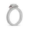 Thumbnail Image 2 of Neil Lane Princess-Cut Diamond & Natural Ruby Bridal Set 1 ct tw 14K White Gold