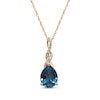 Thumbnail Image 1 of Pear-Shaped London Blue Topaz & Diamond Accent Twist Necklace 10K Yellow Gold 18&quot;