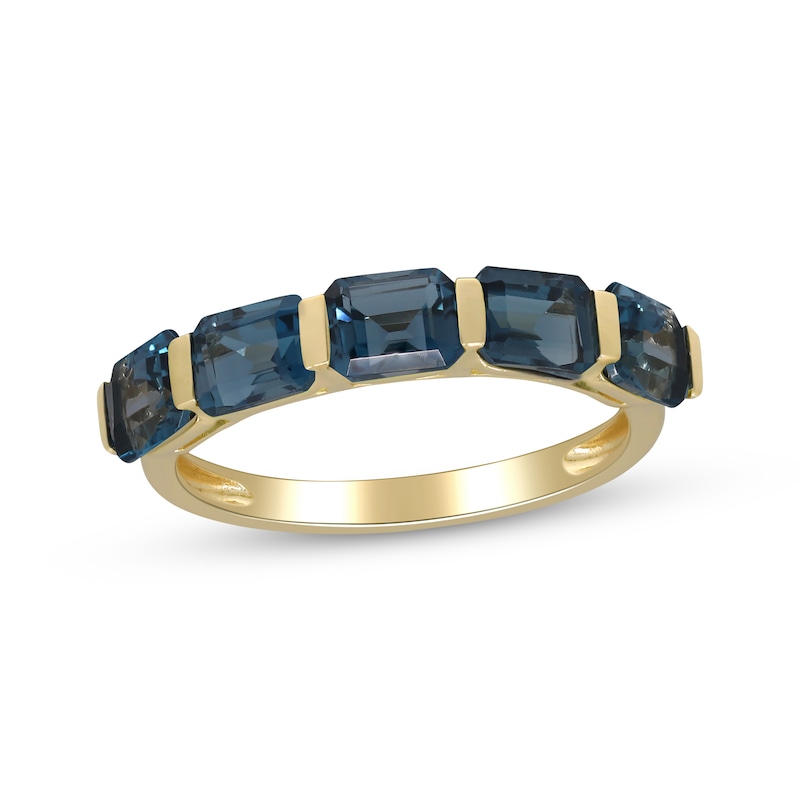 Main Image 1 of Emerald-Cut London Blue Topaz Ring 10K Yellow Gold