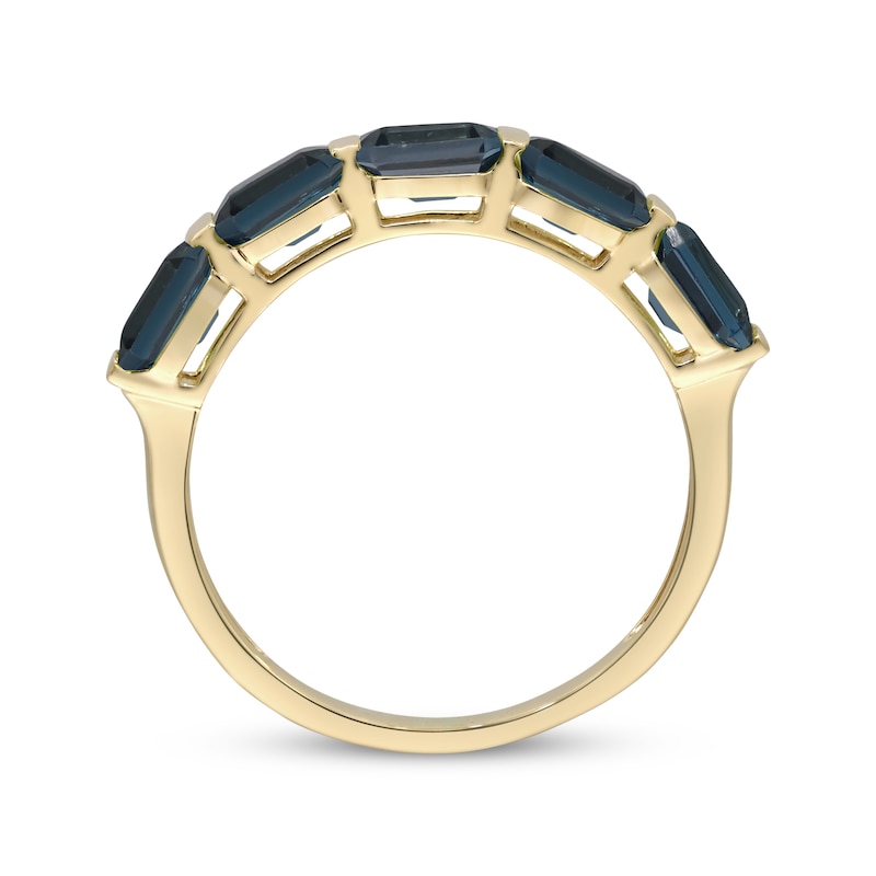 Main Image 2 of Emerald-Cut London Blue Topaz Ring 10K Yellow Gold