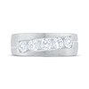 Thumbnail Image 3 of Lab-Grown Diamonds by KAY Men's Diagonal Five-Stone Brushed Wedding Band 1-1/4 ct tw 14K White Gold