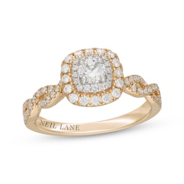 Neil Lane Round-Cut Diamond Double Halo Engagement Ring 5/8 ct tw 14K Two-Tone Gold