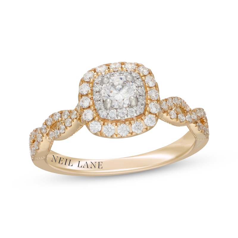 Main Image 1 of Neil Lane Round-Cut Diamond Double Halo Engagement Ring 5/8 ct tw 14K Two-Tone Gold