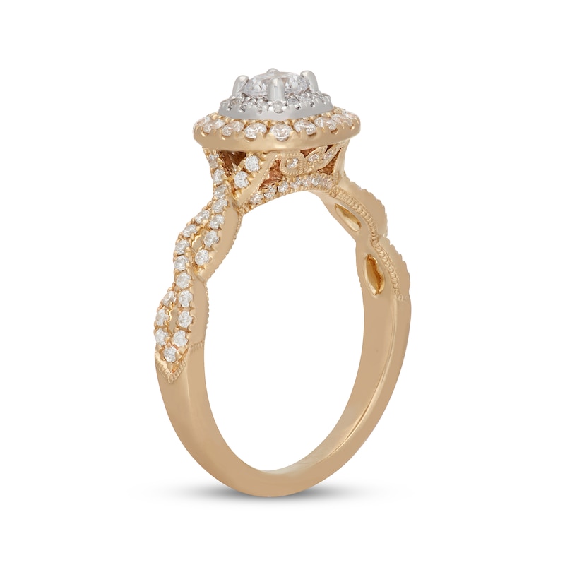 Main Image 2 of Neil Lane Round-Cut Diamond Double Halo Engagement Ring 5/8 ct tw 14K Two-Tone Gold