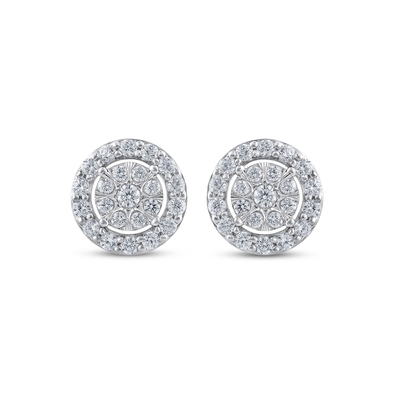 Main Image 2 of Multi-Diamond Halo Stud Earrings 1 ct tw 10K White Gold