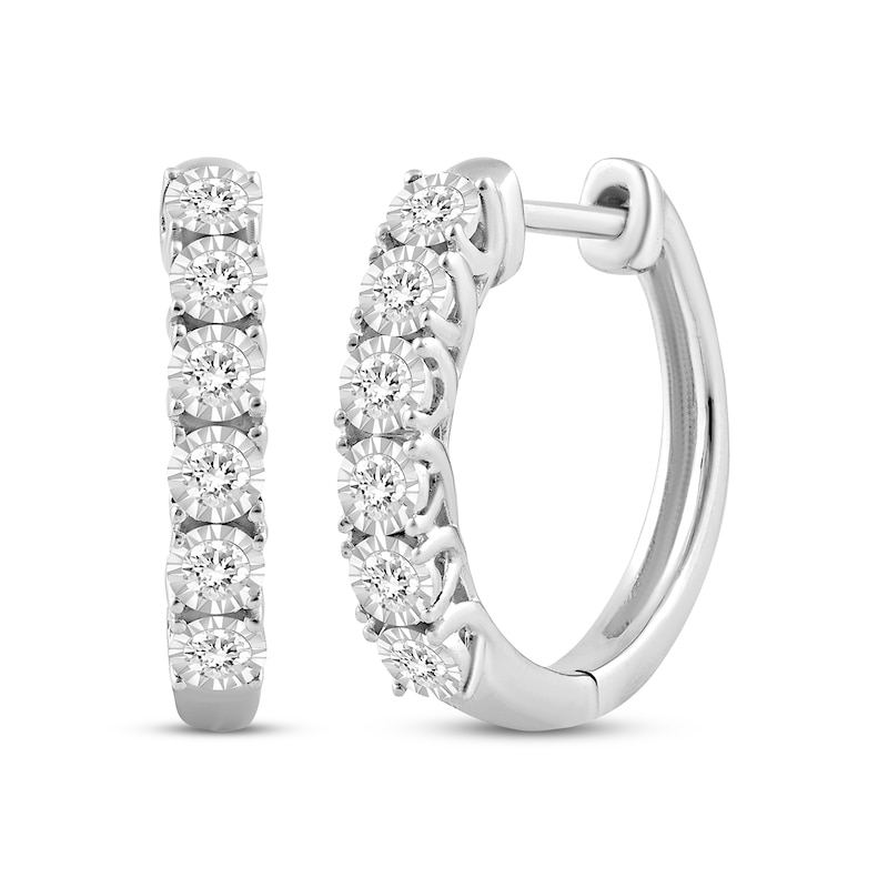 Main Image 1 of Diamond Hoop Earrings 1/6 ct tw Sterling Silver