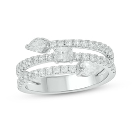 Pear, Oval & Round-Cut Diamond Three-Row Spiral Ring 1 ct tw 14K White Gold