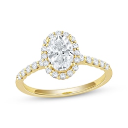 Now + Forever Lab-Grown Diamonds Oval-Cut Halo Engagement Ring 1-1/2 ct tw 14K Yellow Gold