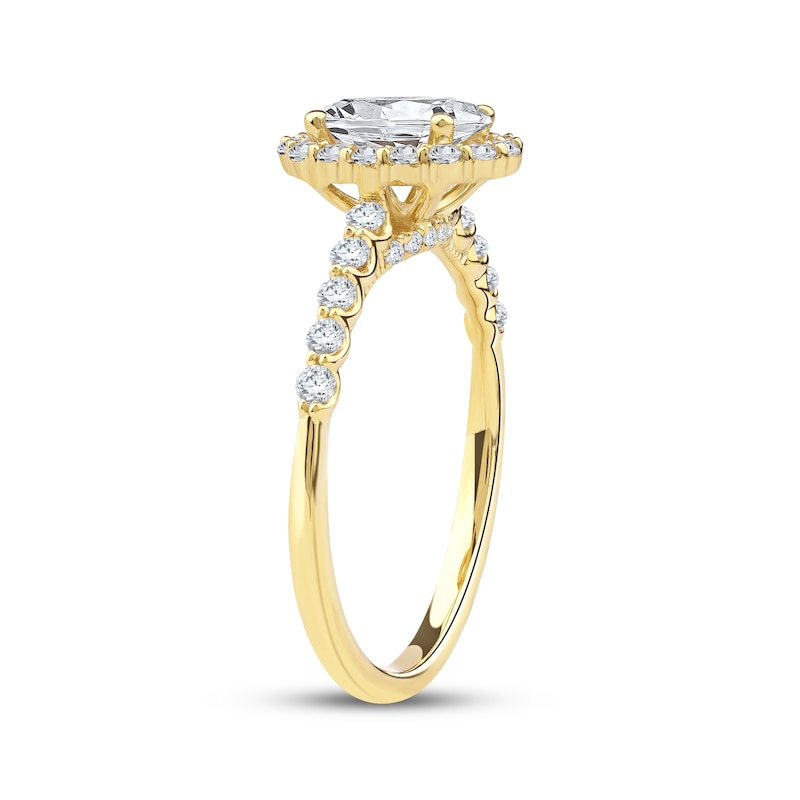 Main Image 2 of Lab-Grown Diamonds by KAY Oval-Cut Halo Engagement Ring 1-1/2 ct tw 14K Yellow Gold