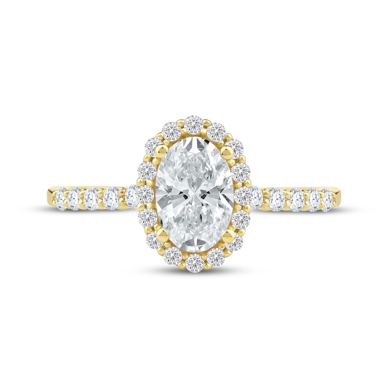 Main Image 3 of Lab-Grown Diamonds by KAY Oval-Cut Halo Engagement Ring 1-1/2 ct tw 14K Yellow Gold