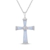 Thumbnail Image 1 of Lab-Created Opal & White Lab-Created Sapphire Cross Necklace Sterling Silver 18&quot;