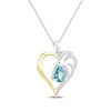 Thumbnail Image 2 of Pear-Shaped Oceanic Blue Topaz & White Lab-Created Sapphire Necklace 1/4 ct tw Sterling Silver & 10K Yellow Gold 18&quot;