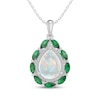 Thumbnail Image 1 of Pear-Shaped Lab-Created Opal, Lab-Created Emerald & White Lab-Created Sapphire Necklace Sterling Silver 18&quot;