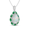 Thumbnail Image 2 of Pear-Shaped Lab-Created Opal, Lab-Created Emerald & White Lab-Created Sapphire Necklace Sterling Silver 18&quot;