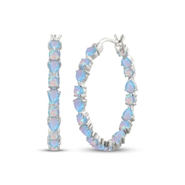 Pear-Shaped & Round-Cut Blue Lab-Created Opal Inside-Out Hoop Earrings Sterling Silver