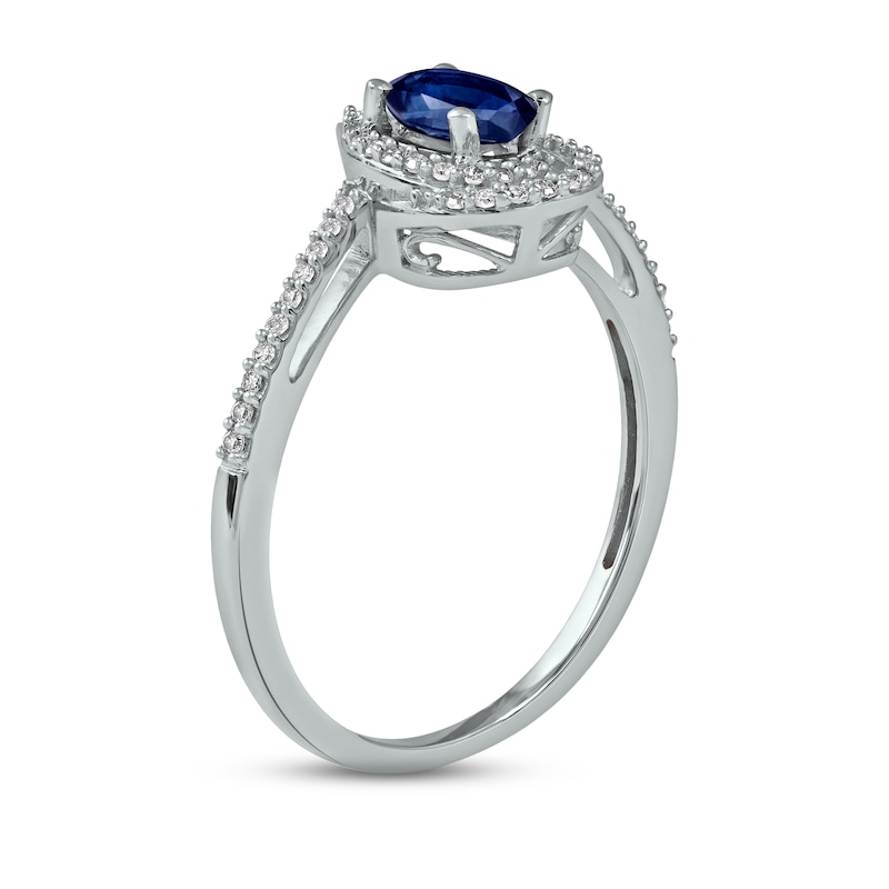 Main Image 2 of Sapphire & Diamond Ring 1/10 ct tw 10K White Gold