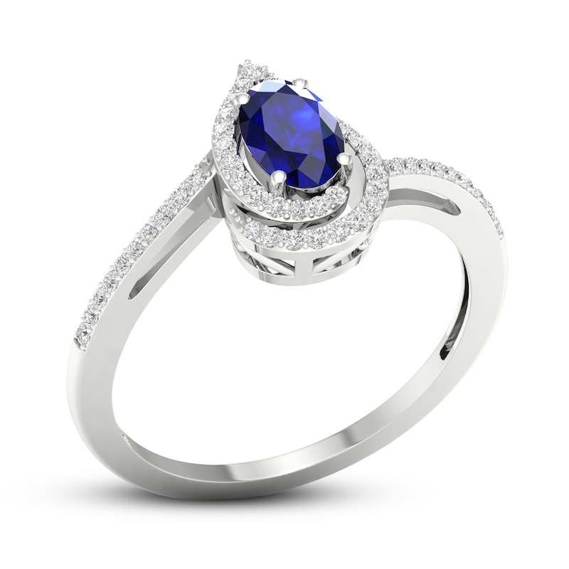 Main Image 4 of Sapphire & Diamond Ring 1/10 ct tw 10K White Gold