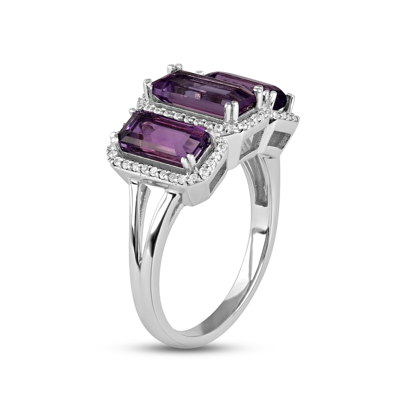 Main Image 2 of Amethyst & White Topaz 3-Stone Ring 10K White Gold