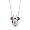 Thumbnail Image 1 of Disney Treasures Minnie Mouse Garnet, Black & Diamond Necklace 1/8 ct tw Sterling Silver & 10K Rose Gold 18&quot;