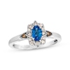 Thumbnail Image 1 of Le Vian Oval-Cut Blue Sapphire Ring 1/8 ct tw Diamonds Platinum