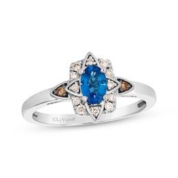 Le Vian Oval-Cut Blue Sapphire Ring 1/8 ct tw Diamonds Platinum