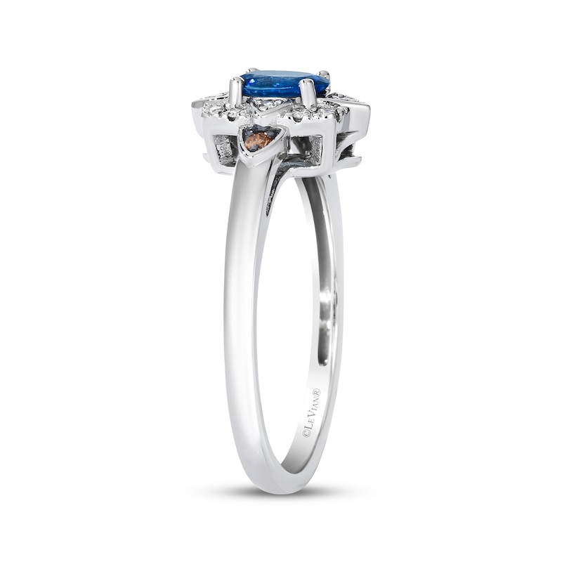 Main Image 2 of Le Vian Oval-Cut Blue Sapphire Ring 1/8 ct tw Diamonds Platinum