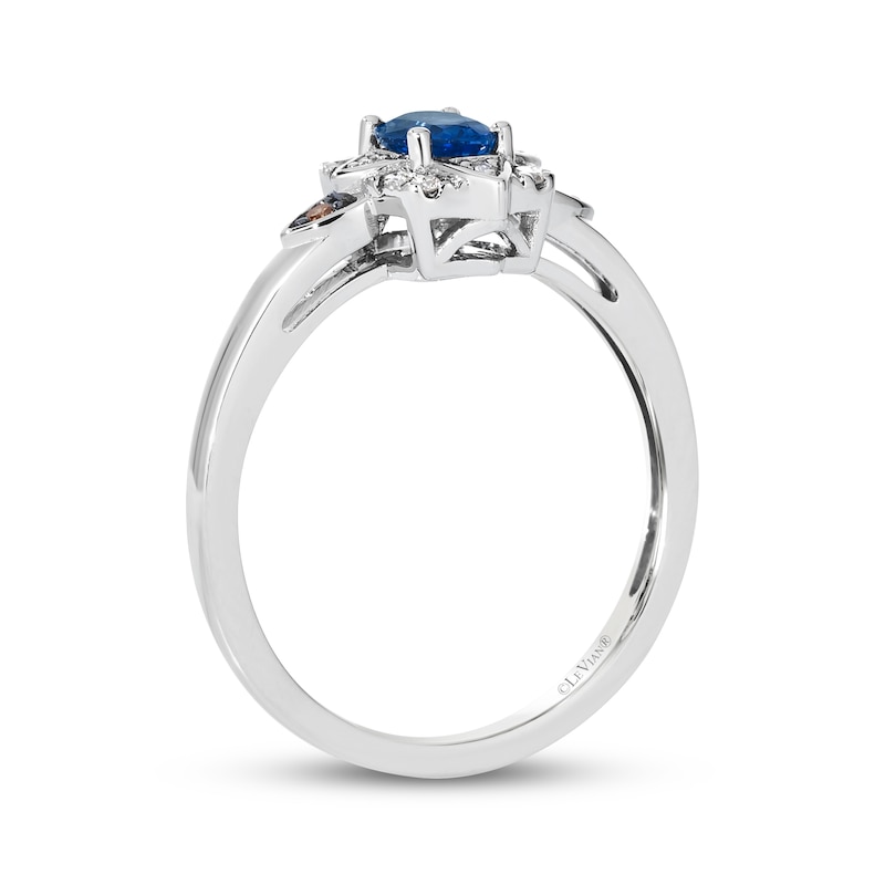 Main Image 3 of Le Vian Oval-Cut Blue Sapphire Ring 1/8 ct tw Diamonds Platinum