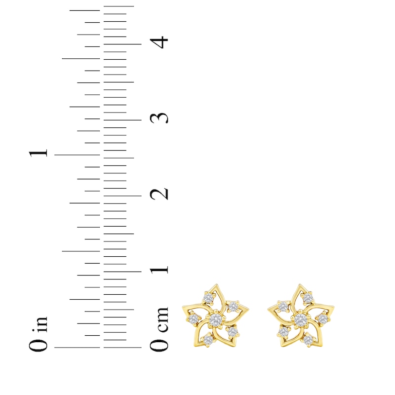 Main Image 5 of Diamond Flower Stud Earrings 1/10 ct tw 10K Yellow Gold